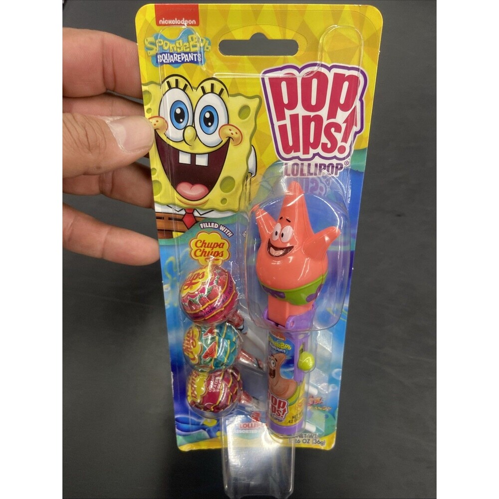 SpongeBob’s PATRICK  Pop Ups! Lollipop - 3 Chupa Chups Lollipops  Party Gift